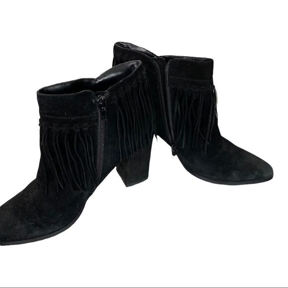 NINE WEST black fringe ankle boots - Picture 4 of 9